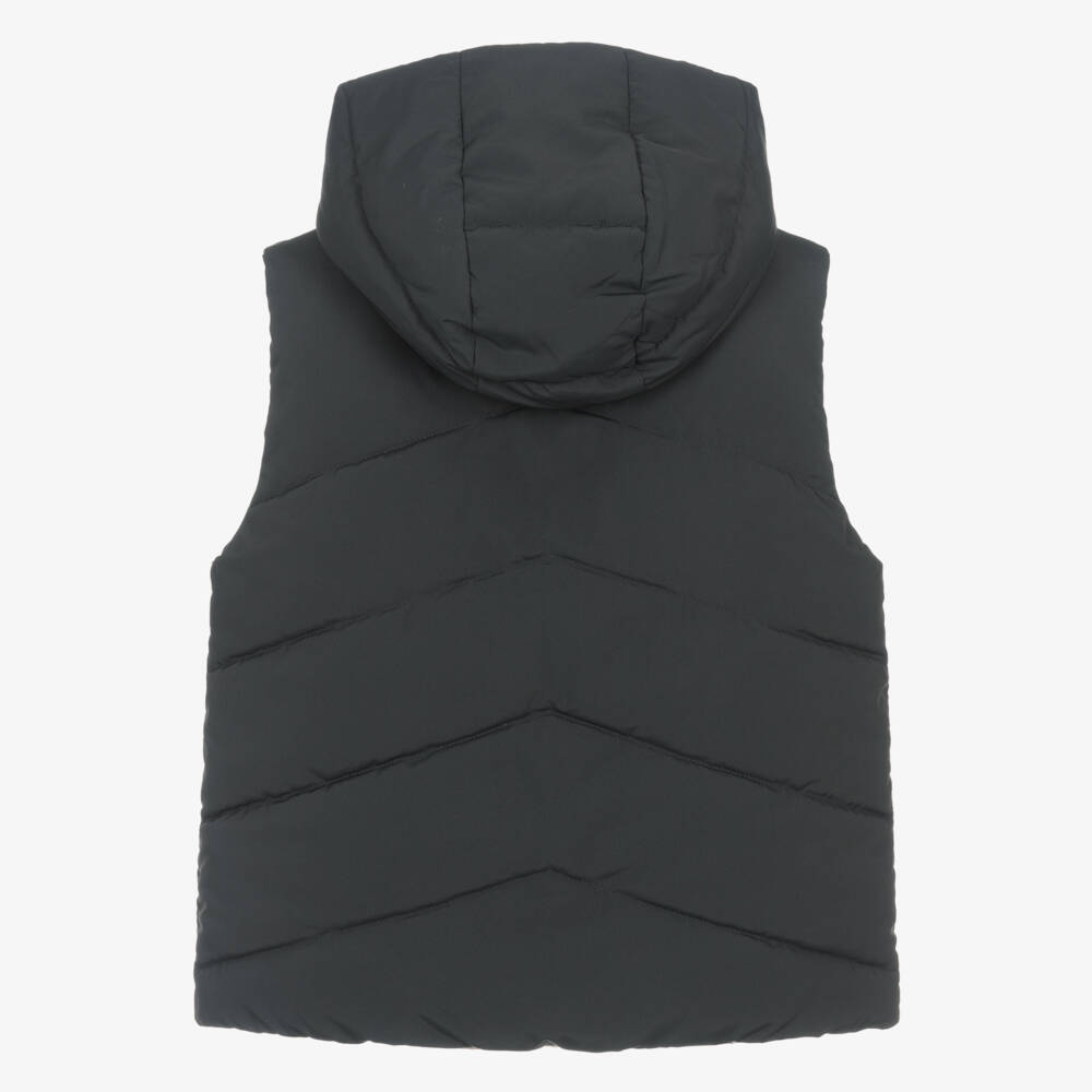 Mayoral-Boys Dark Grey & Beige Reversible Hooded Puffer Gilet | Childrensalon Outlet