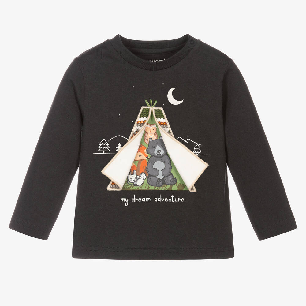 Mayoral-Boys Dark Grey Cotton Top | Childrensalon Outlet