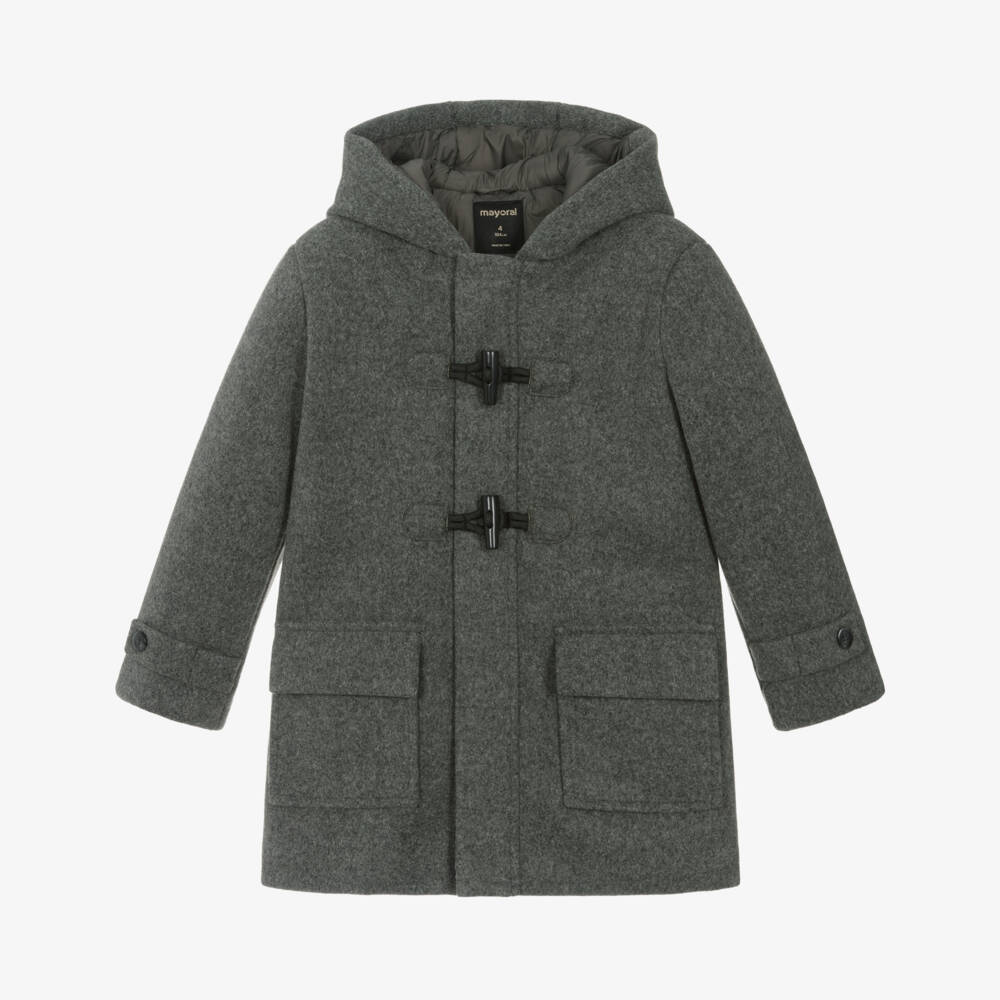 Mayoral-Boys Dark Grey Marl Duffle Coat | Childrensalon Outlet