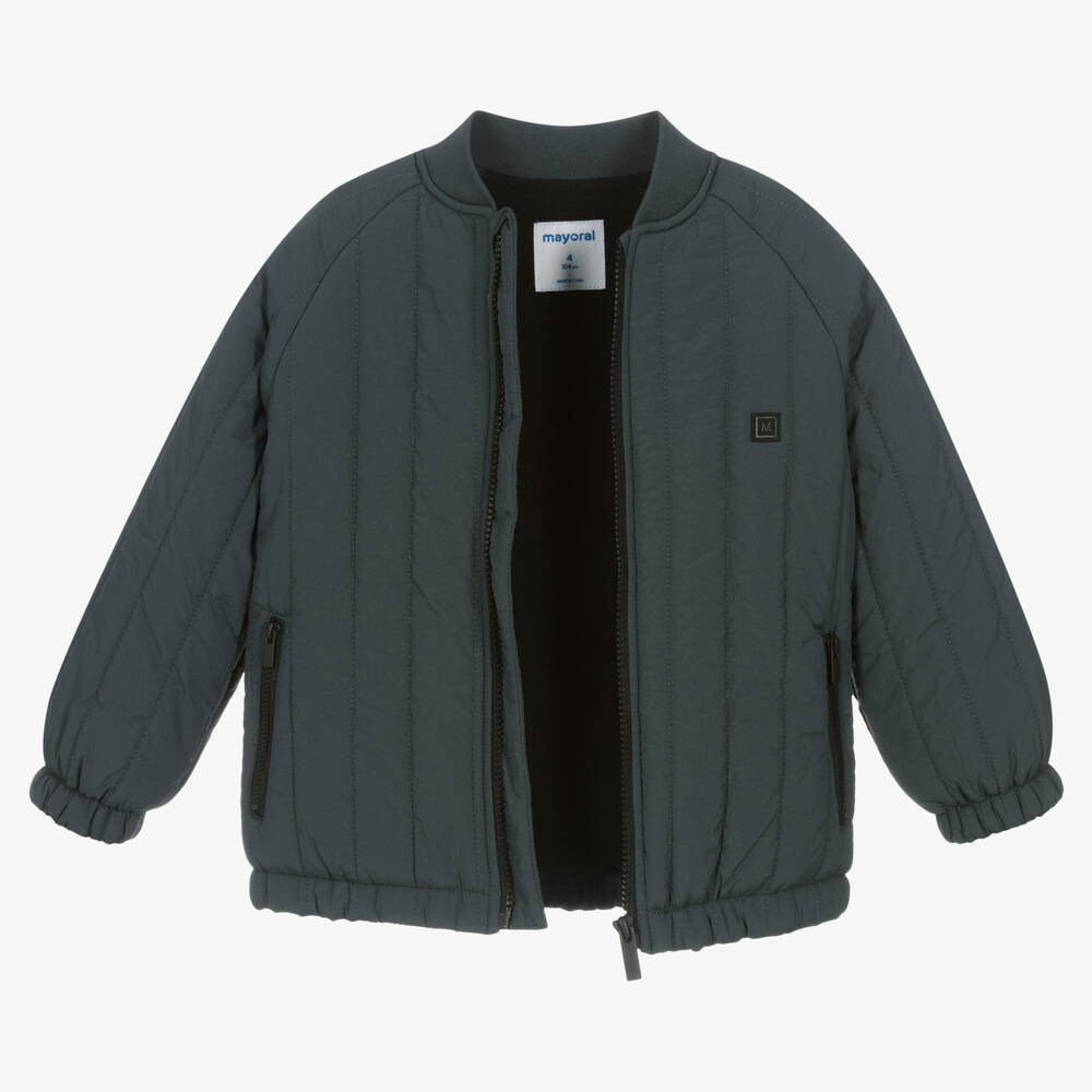 Mayoral-Boys Dark Grey Quilted Jacket | Childrensalon Outlet