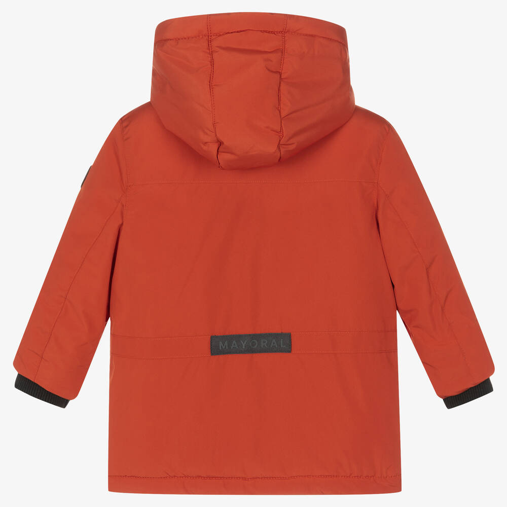 Mayoral-Boys Dark Orange Hooded Coat | Childrensalon Outlet
