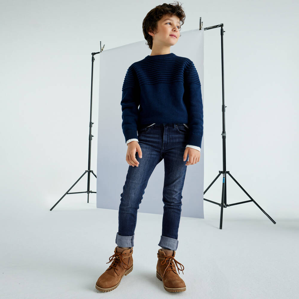 Mayoral Нукутаваке-Boys Dark Wash Slim Denim Trousers | Childrensalon Outlet