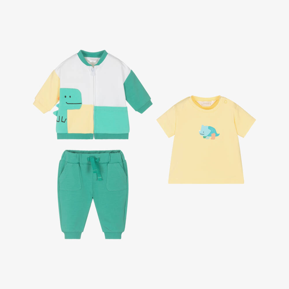 Mayoral Newborn-Boys Dino Adventure Green Tracksuit Set | Childrensalon Outlet
