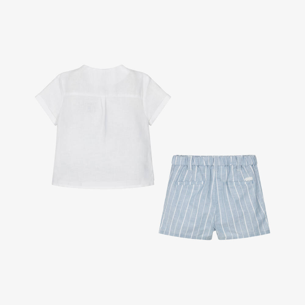 Mayoral Newborn-Boys Dreamy Blue Linen Ensemble | Childrensalon Outlet
