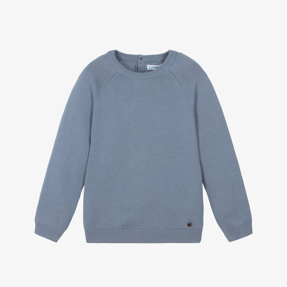 Mayoral-Boys Dusky Blue Knit Jumper | Childrensalon Outlet