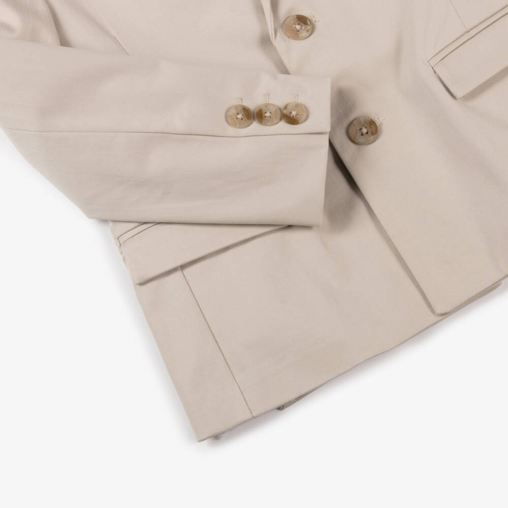 Mayoral-Boys Elegant Beige Cotton Jacket | Childrensalon Outlet