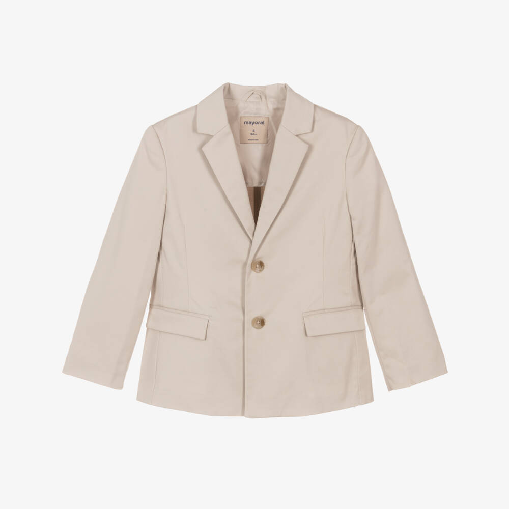 Mayoral-Boys Elegant Beige Cotton Jacket | Childrensalon Outlet