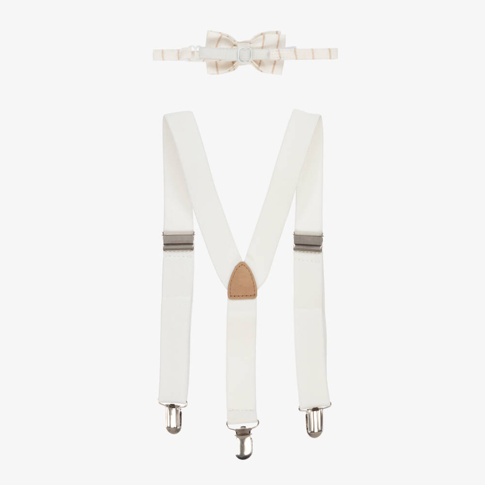 Mayoral-Boys Elegant Ivory Suspenders & Bow Tie | Childrensalon Outlet