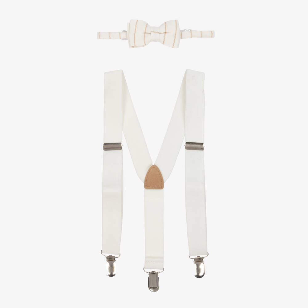 Mayoral-Boys Elegant Ivory Suspenders & Bow Tie | Childrensalon Outlet