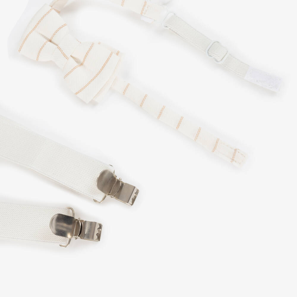 Mayoral-Boys Elegant Ivory Suspenders & Bow Tie | Childrensalon Outlet