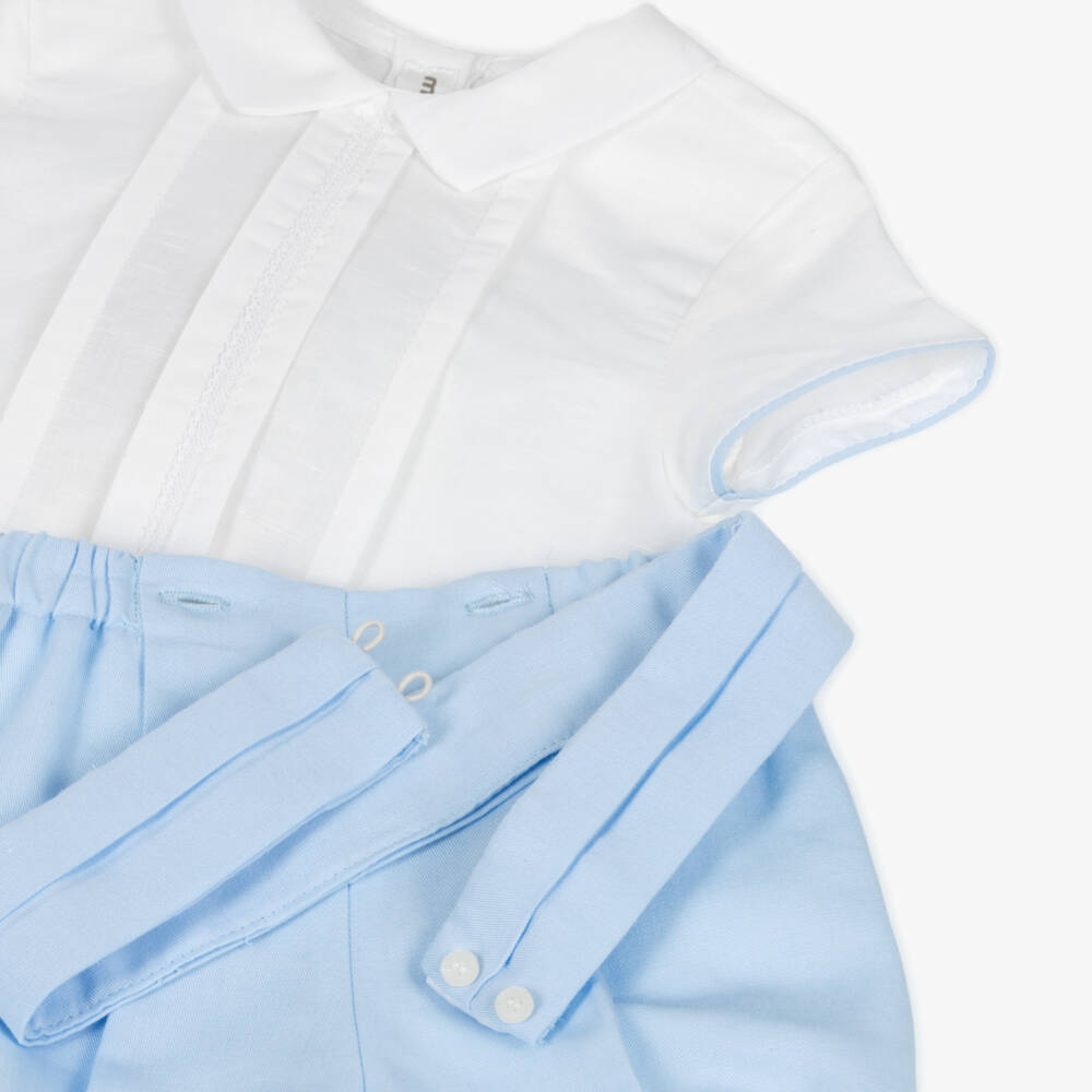 Mayoral Newborn-Boys Elegant White & Blue Ensemble | Childrensalon Outlet