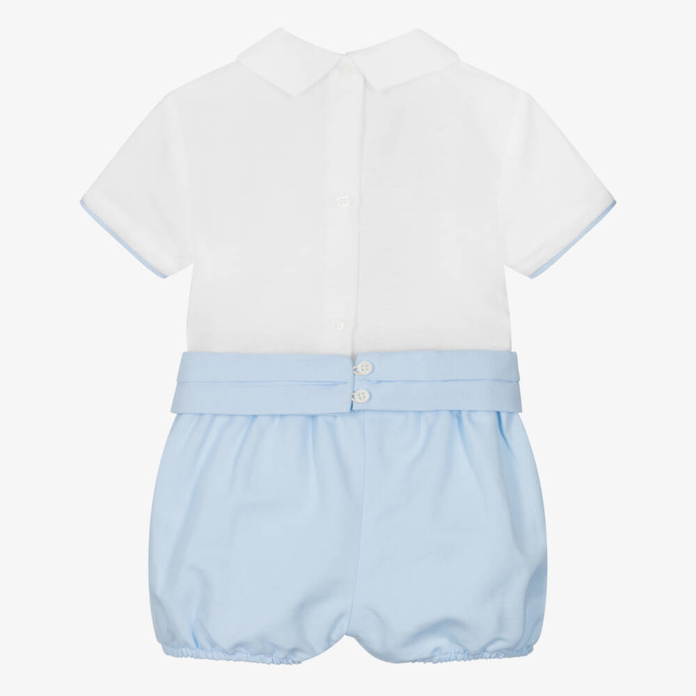 Mayoral Newborn-Boys Elegant White & Blue Ensemble | Childrensalon Outlet