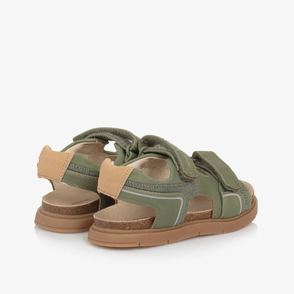 Mayoral-Boys Green & Beige Faux Leather Velcro Sandals | Childrensalon Outlet