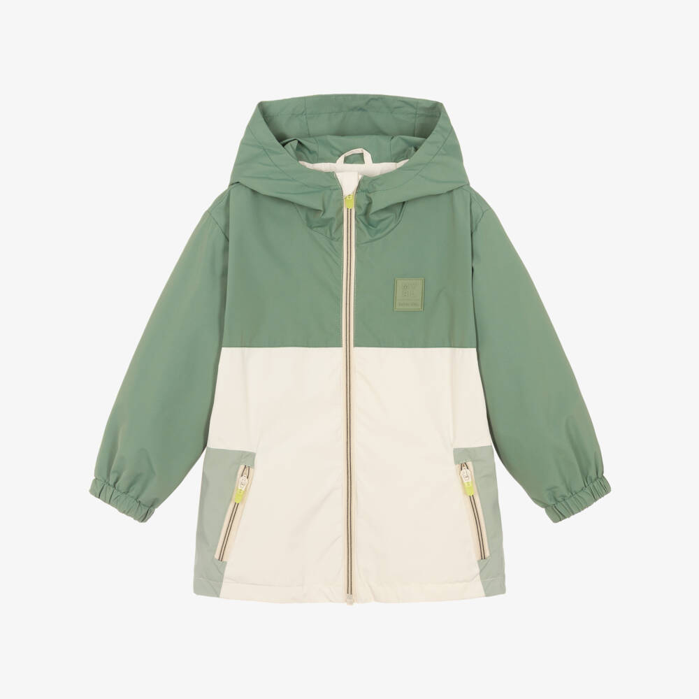 Mayoral-Boys Green & Beige Hooded Jacket | Childrensalon Outlet