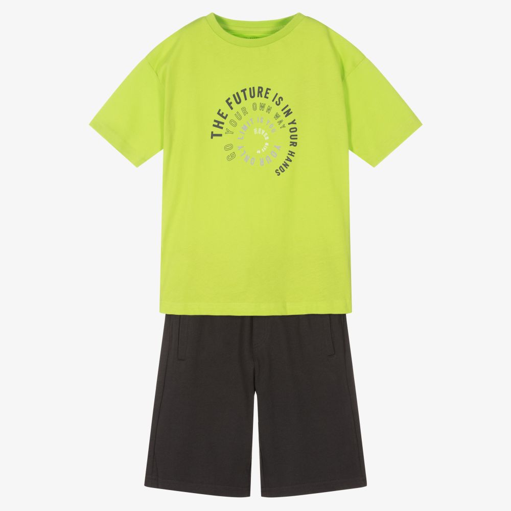 Mayoral Nukutavake-Boys Green & Black Shorts Set | Childrensalon Outlet