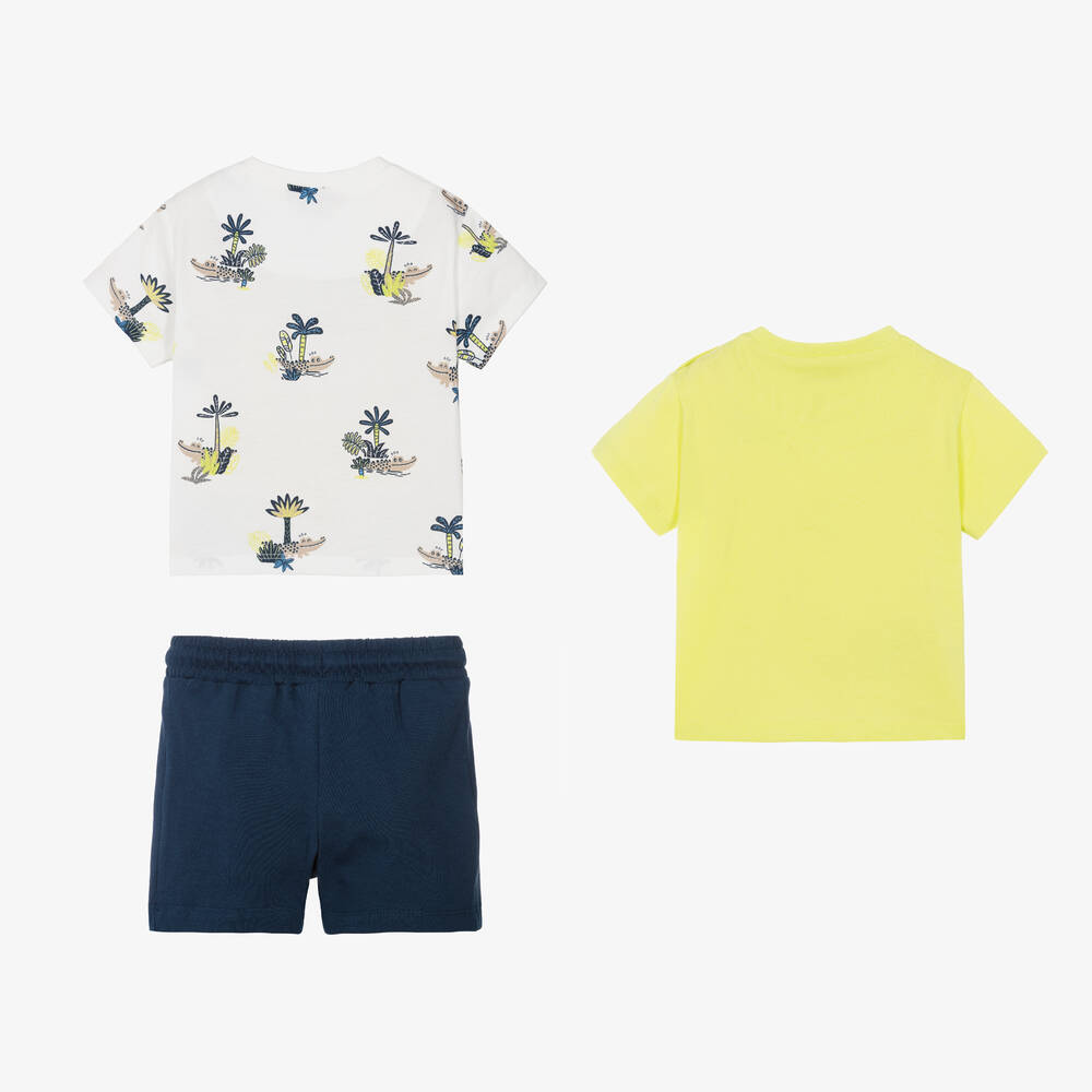 Mayoral-طقم شورت أطفال ولادي قطن لون أخضر وكحلي | Childrensalon Outlet