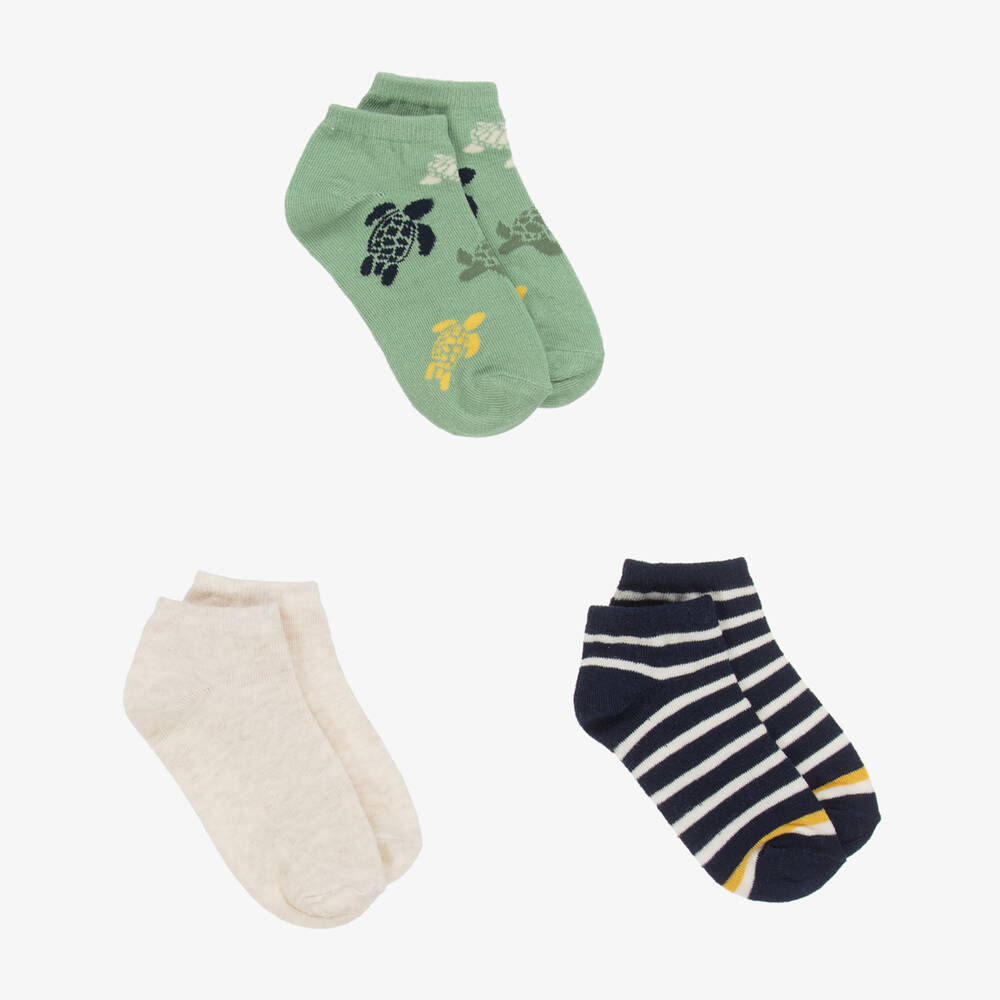 Mayoral-Boys Green & Blue Turtle Socks Trio | Childrensalon Outlet