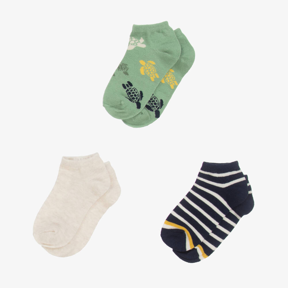 Mayoral-Boys Green & Blue Turtle Socks Trio | Childrensalon Outlet