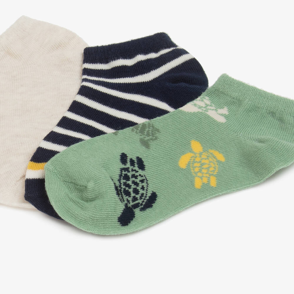 Mayoral-Boys Green & Blue Turtle Socks Trio | Childrensalon Outlet