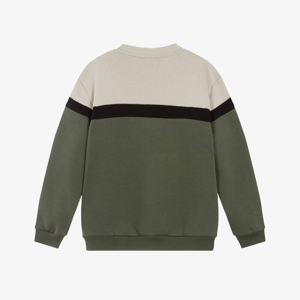 Mayoral Nukutavake-Boys Green Colourblock Jersey Sweatshirt | Childrensalon Outlet