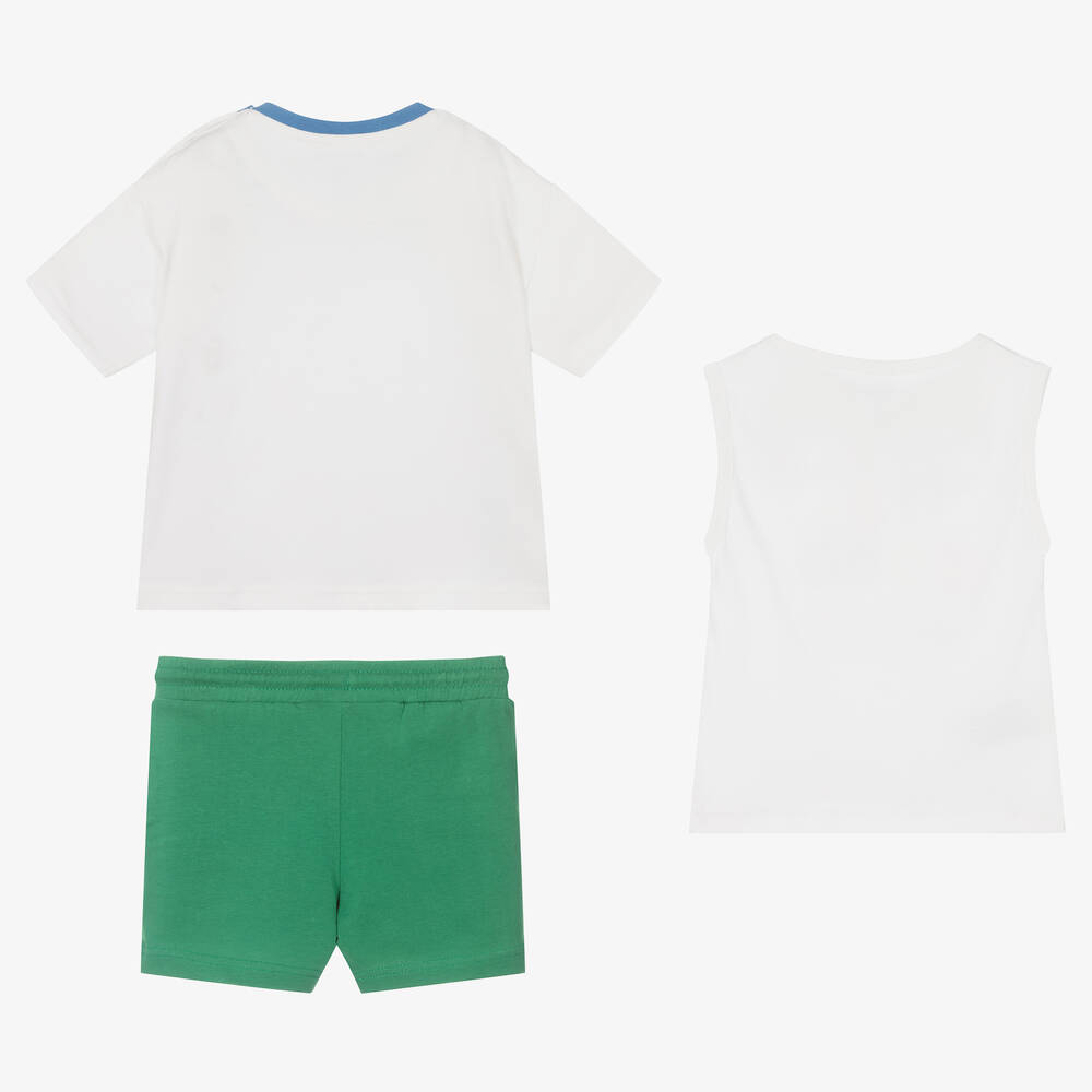 Mayoral-Boys Green Cotton 3 Piece Shorts Set  | Childrensalon Outlet