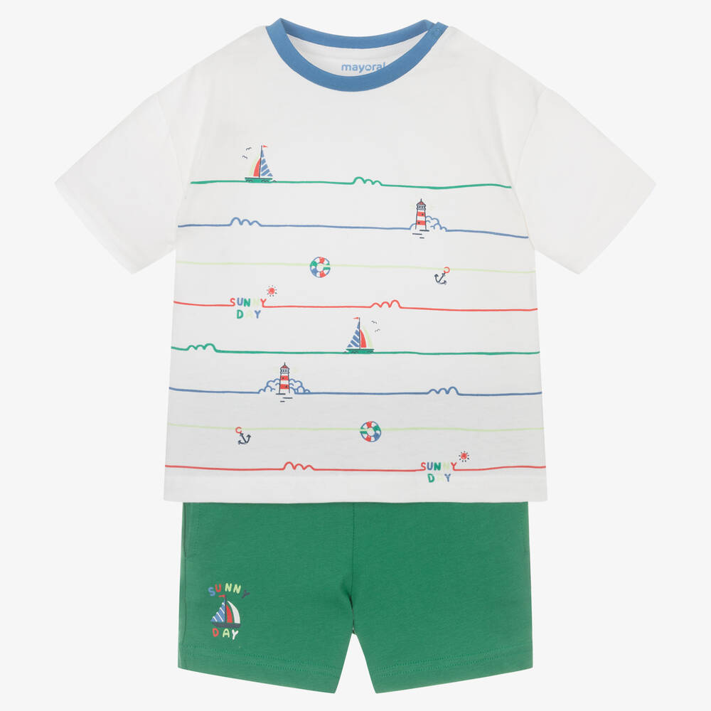 Mayoral - Grünes Shorts-Set (3-teilig) (J)  | Childrensalon