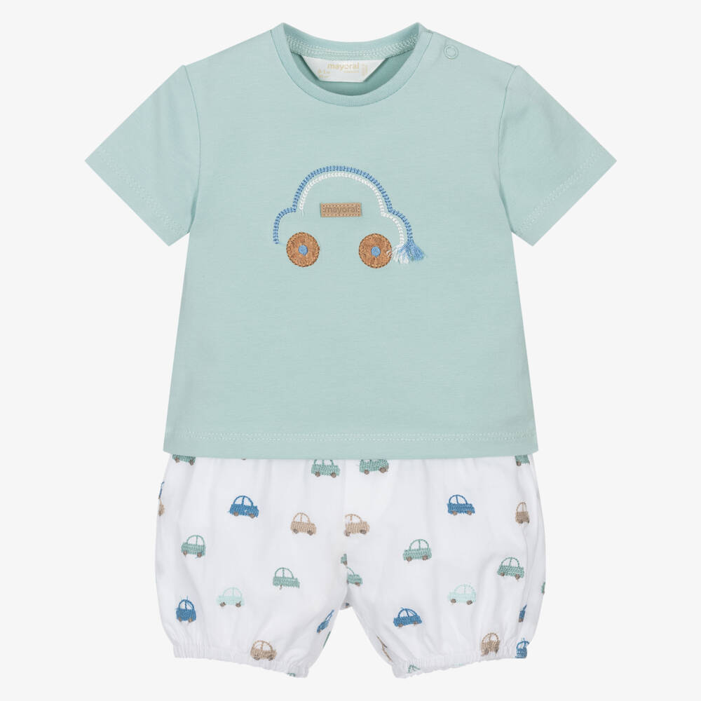 Mayoral Newborn-Boys Green Cotton Car Set | Childrensalon Outlet