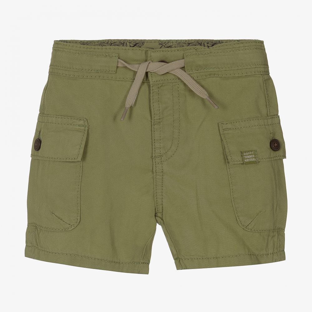 Mayoral - Boys Green Cotton Cargo Shorts | Childrensalon