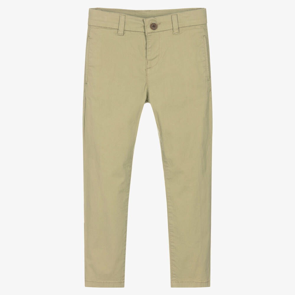 Mayoral - Boys Green Cotton Chino Trousers | Childrensalon