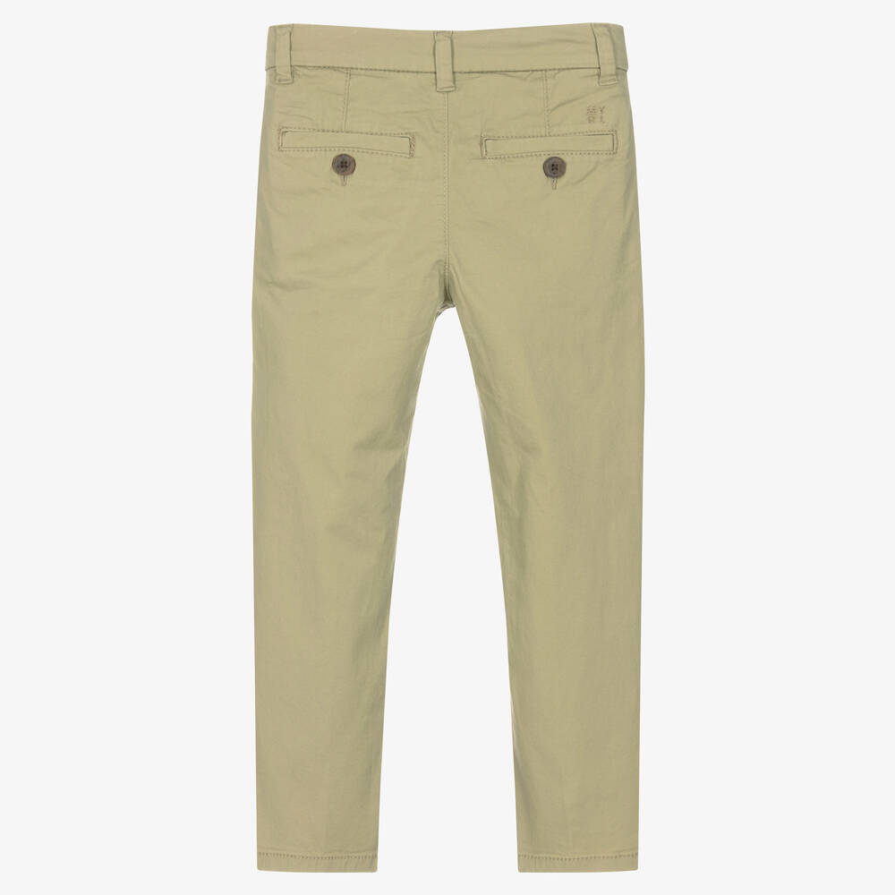 Mayoral-Boys Green Cotton Chino Trousers | Childrensalon Outlet