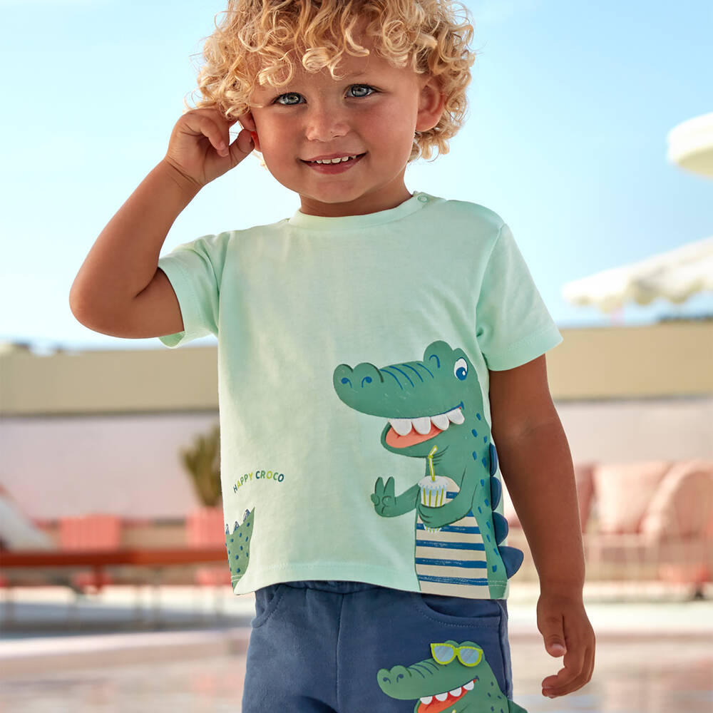 Mayoral-Boys Green Cotton Crocodile T-Shirt | Childrensalon Outlet