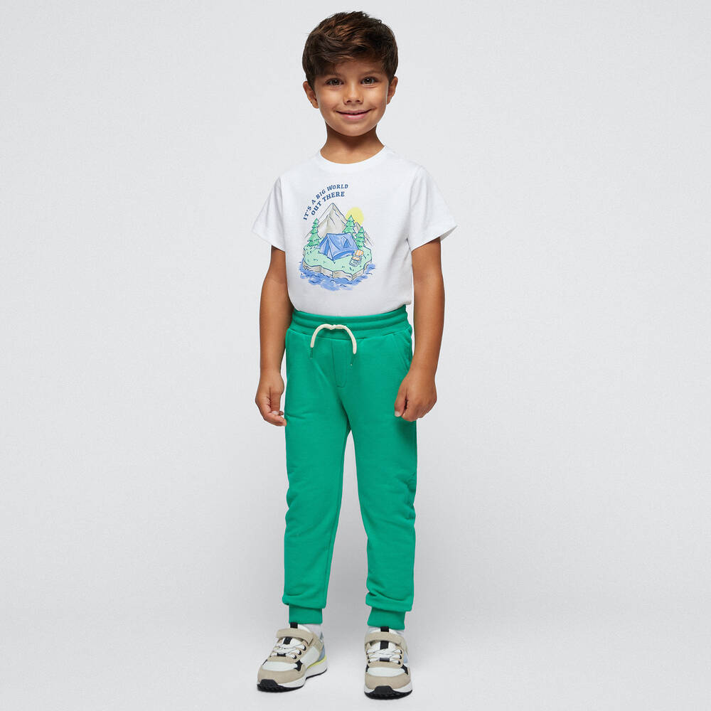 Mayoral Boys Green Cotton Drawstring Joggers Childrensalon Outlet