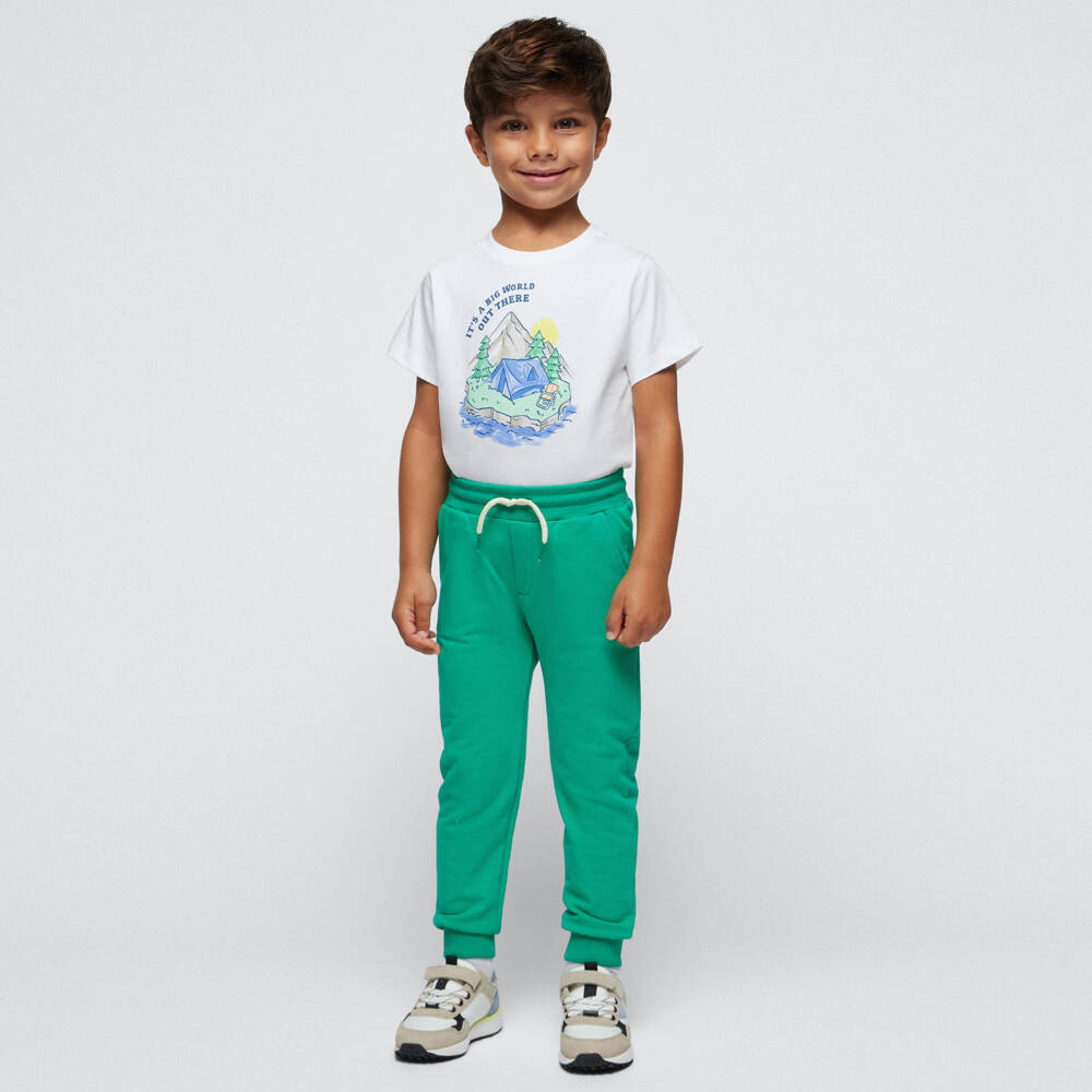 Mayoral-Boys Green Cotton Drawstring Joggers | Childrensalon Outlet