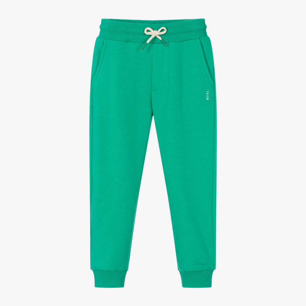 Mayoral-Boys Green Cotton Drawstring Joggers | Childrensalon Outlet