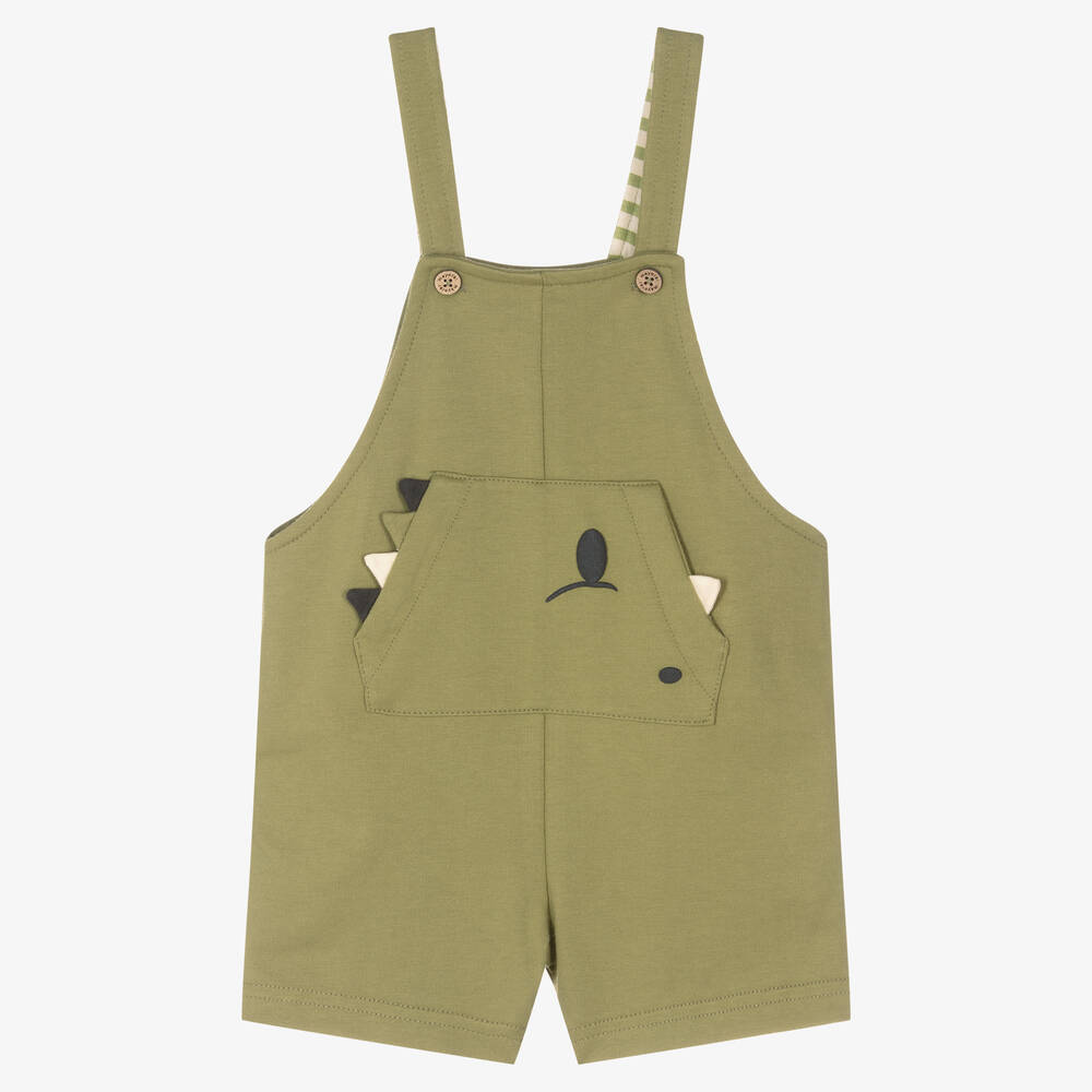 Mayoral - Boys Green Cotton Dungarees | Childrensalon