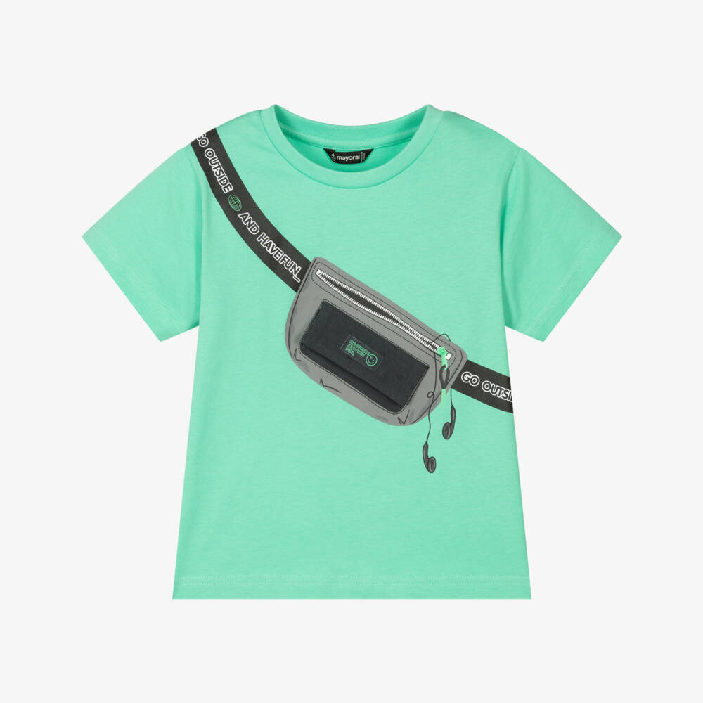 Mayoral-Футболка из хлопка с графикой для мальчиков зелёная | Childrensalon Outlet