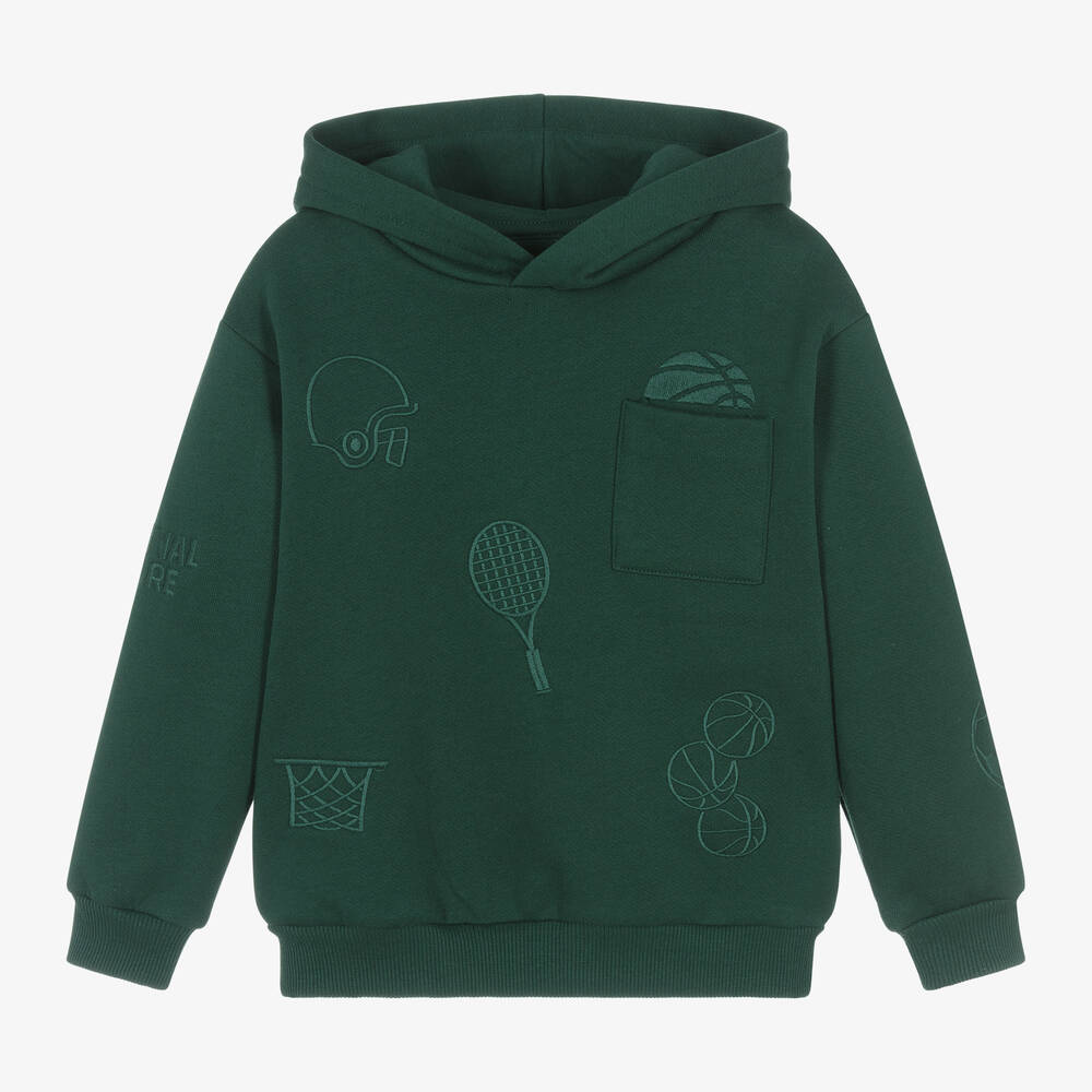 Mayoral-Boys Green Cotton Hoodie | Childrensalon Outlet