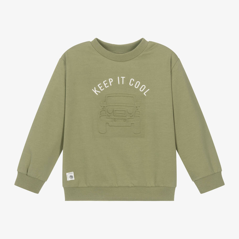 Boys Green Cotton Jeep Safari Sweatshirt