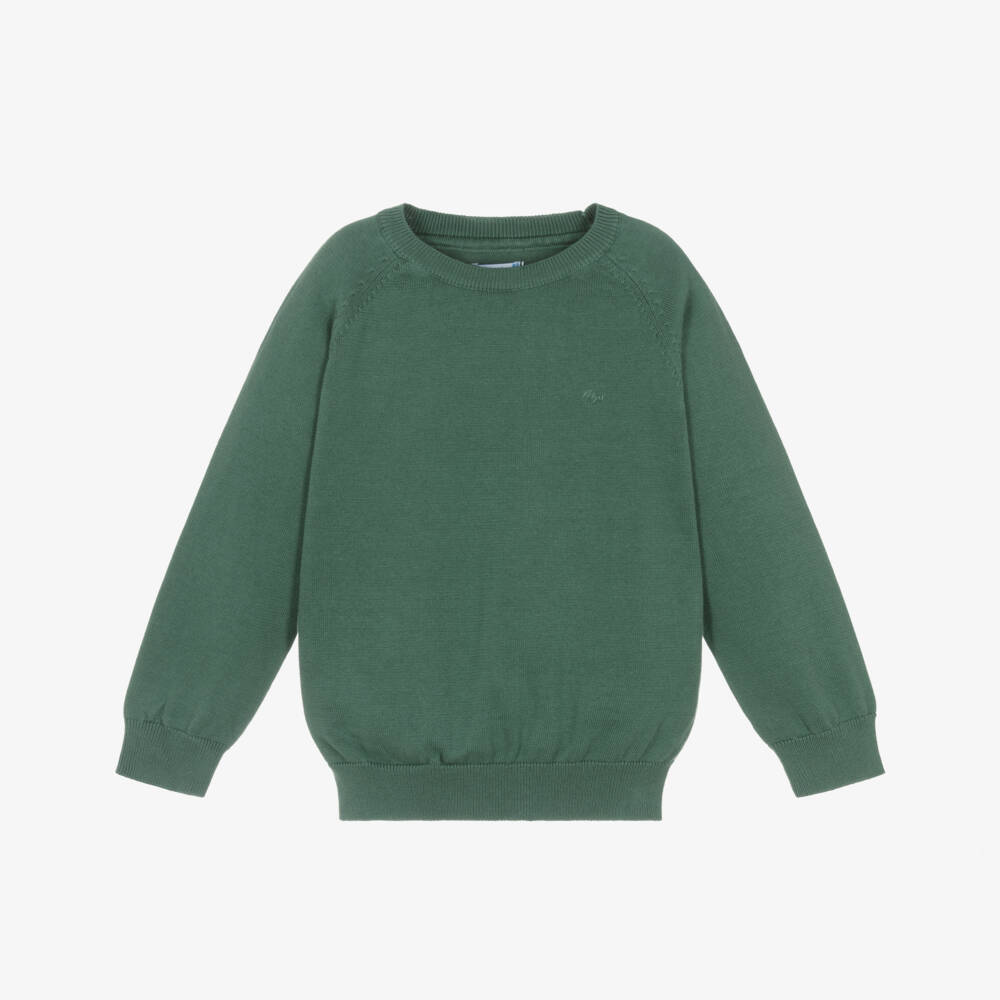 Mayoral-Boys Green Cotton Knit Raglan Sweater | Childrensalon Outlet