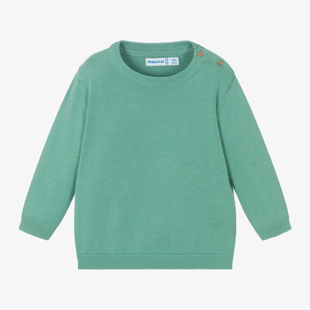 Mayoral-Boys Green Cotton Knit Sweater | Childrensalon Outlet