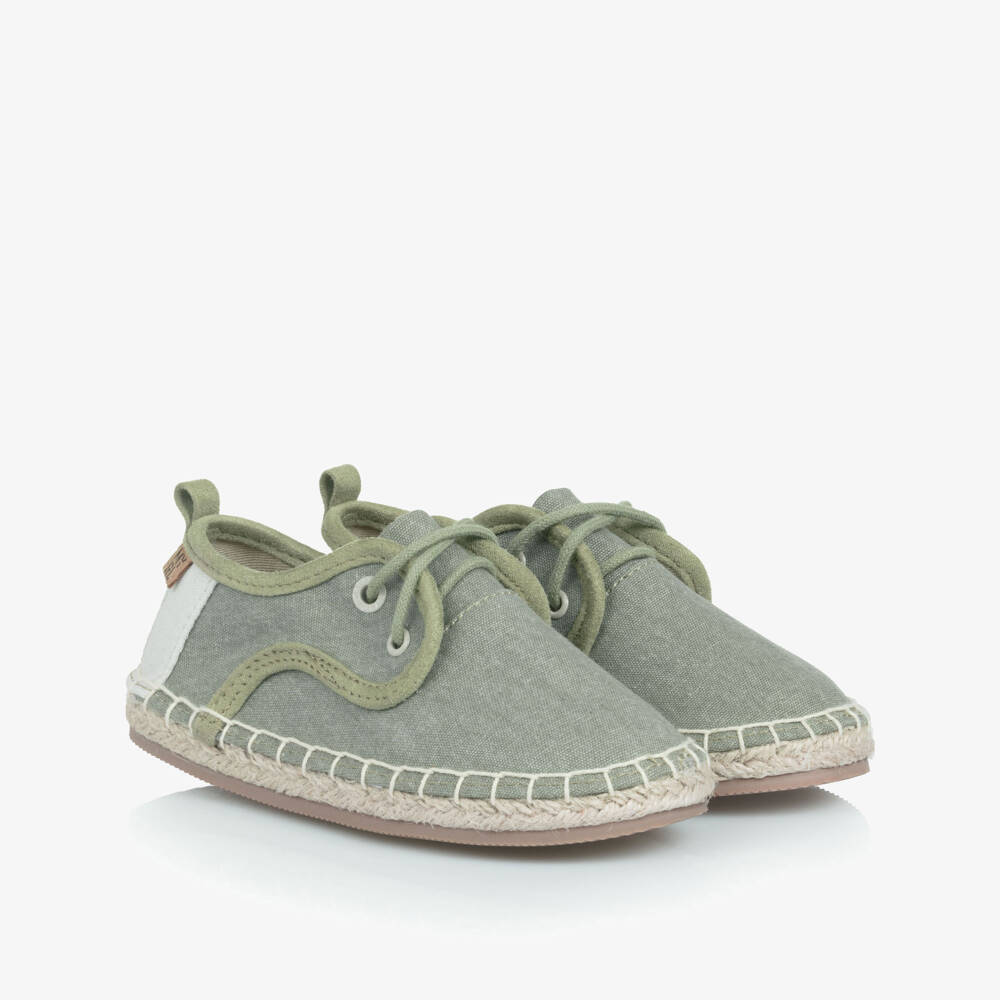 Mayoral-Boys Green Cotton Lace-Up Shoes | Childrensalon Outlet