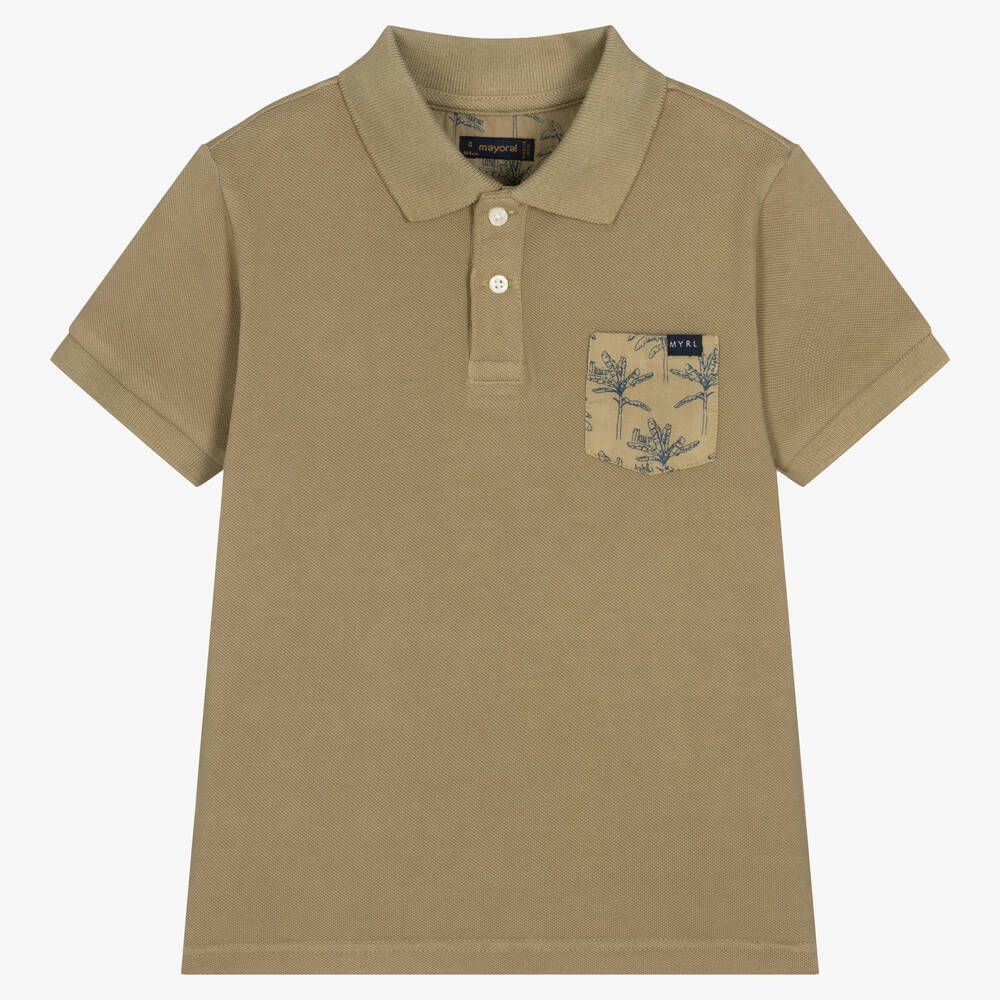 Mayoral - Grünes Palmen-Baumwoll-Poloshirt | Childrensalon