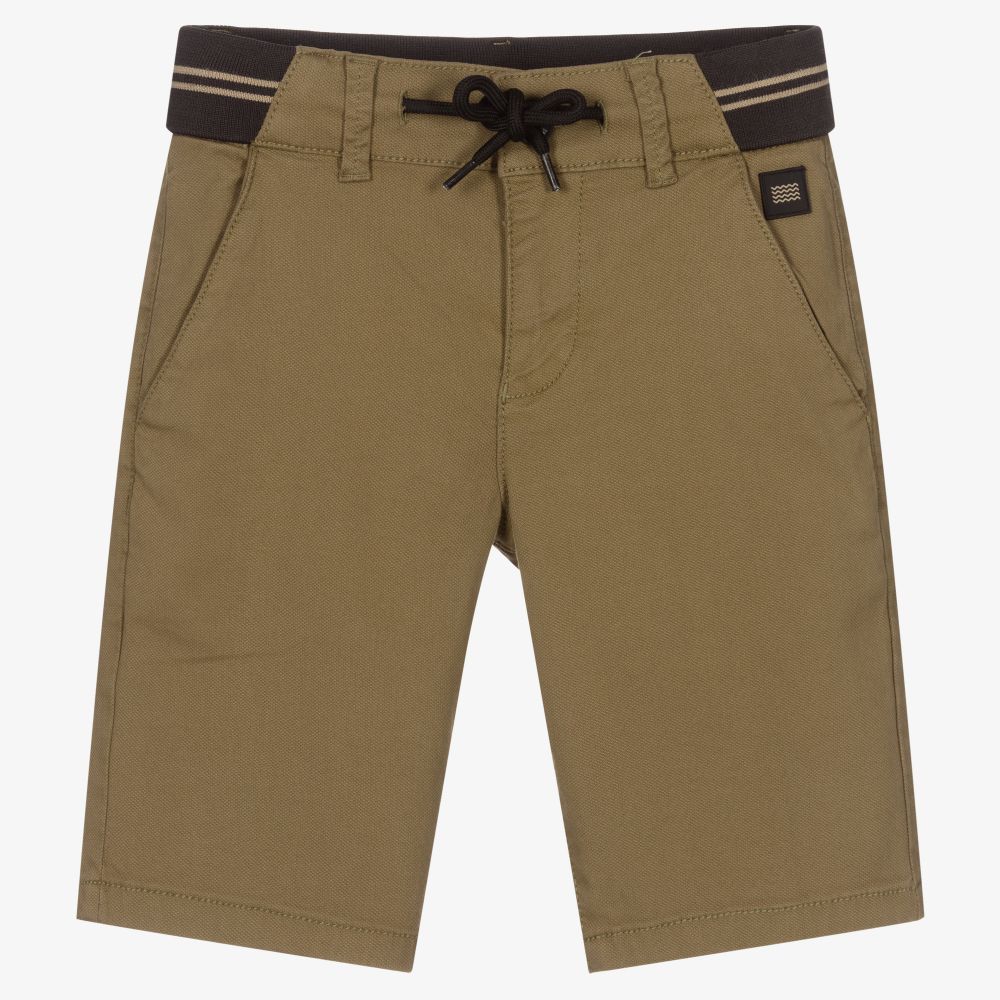 Mayoral Nukutavake-Boys Green Cotton Shorts | Childrensalon Outlet