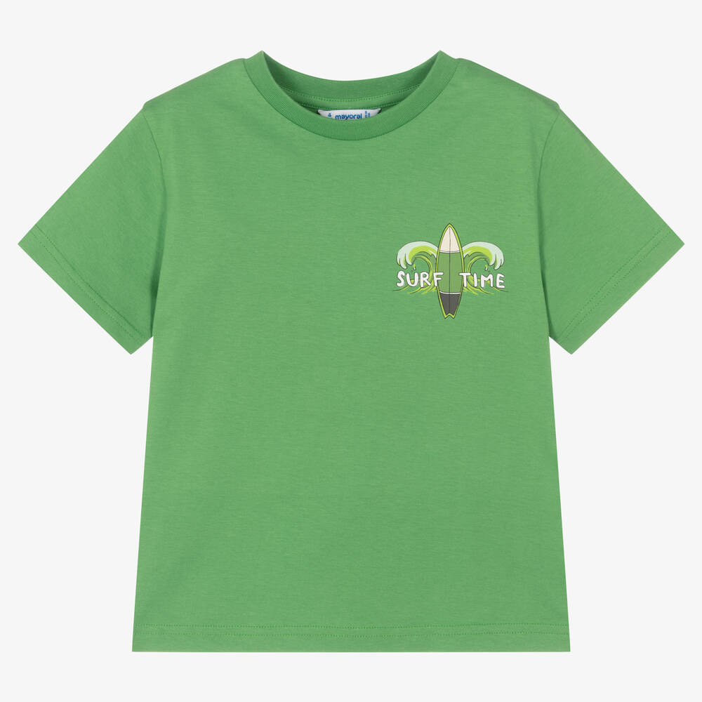 Mayoral - T-shirt vert en coton Surf garçon | Childrensalon