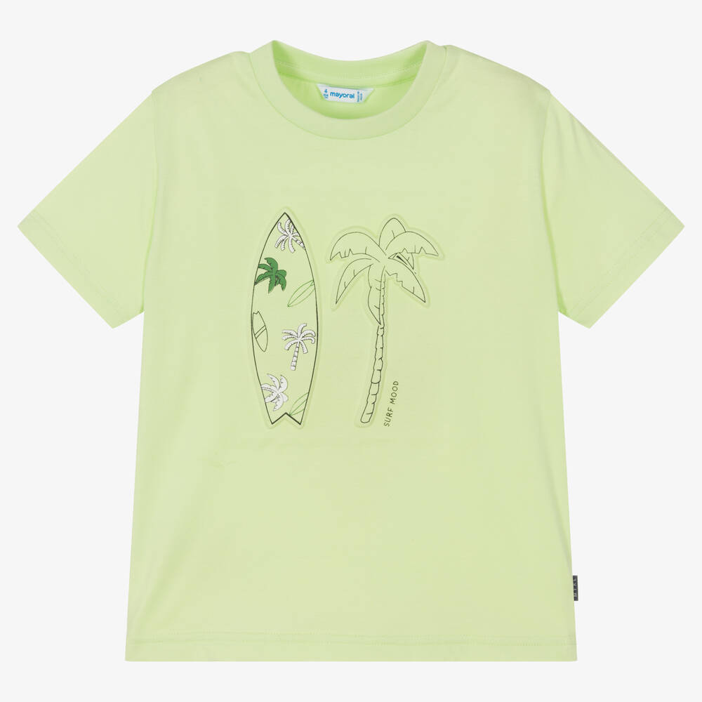 Mayoral - Boys Green Cotton Surfboard T-Shirt | Childrensalon