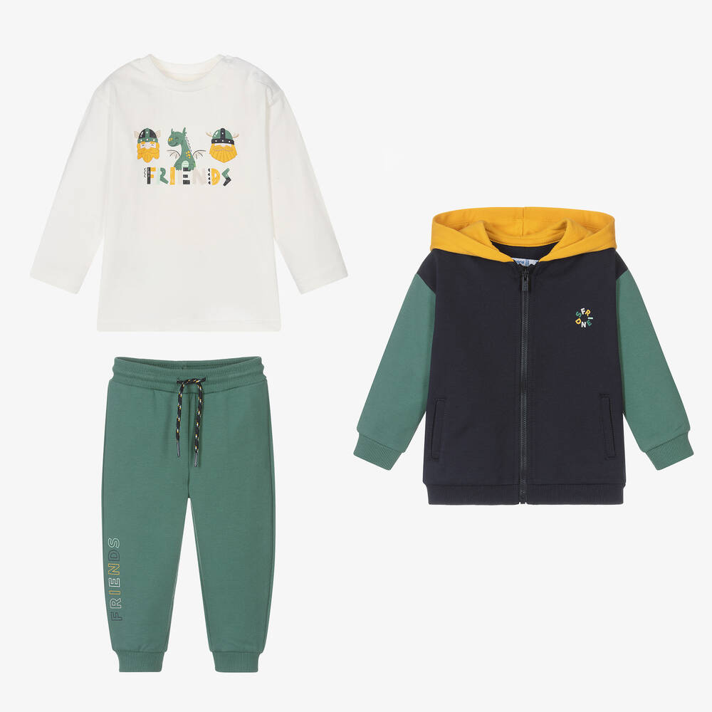 Mayoral-Boys Green Cotton Tracksuit Set | Childrensalon Outlet