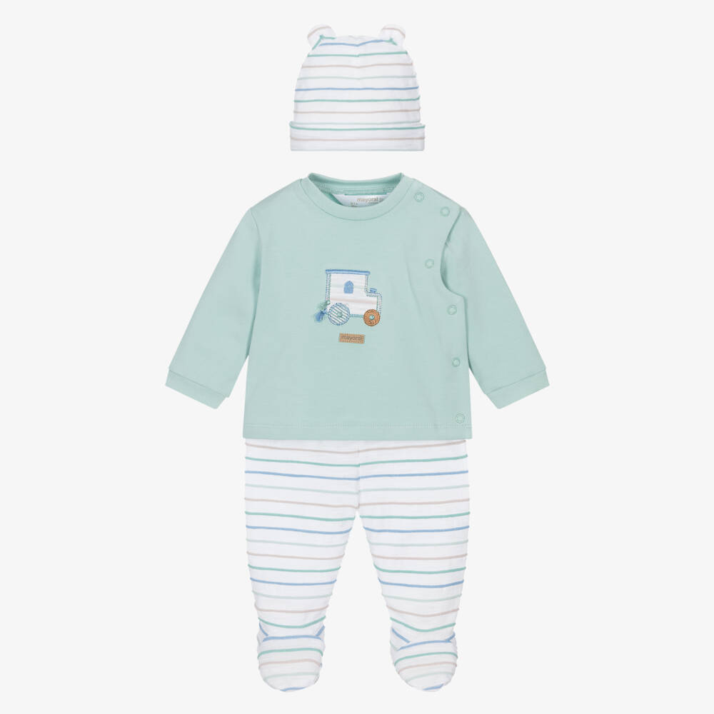 Mayoral Newborn-Boys Green Cotton Tractor Ensemble | Childrensalon Outlet