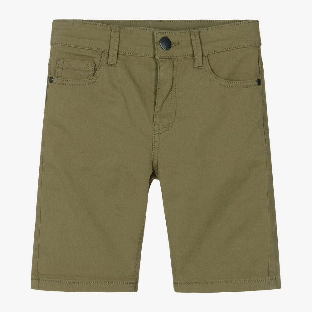 Mayoral-Boys Green Cotton Twill Shorts | Childrensalon Outlet