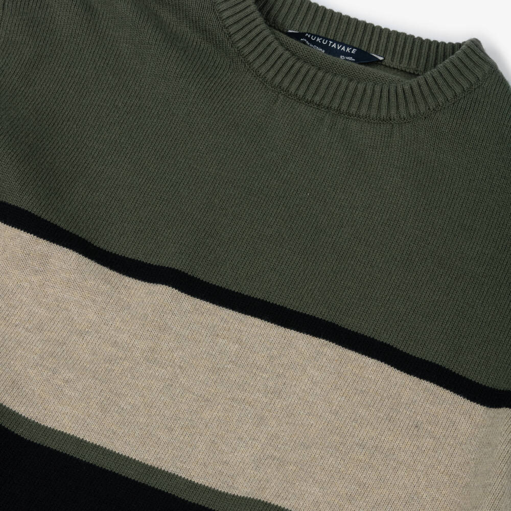 Mayoral Nukutavake-Boys Green Cotton & Wool Colourblock Sweater | Childrensalon Outlet