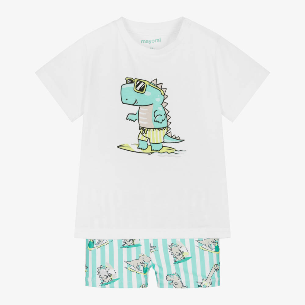 Mayoral-Boys Green Dino Swimwear Set | Childrensalon Outlet